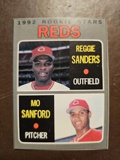1992 BASEBALL CARDS MAGAZINE '70 TOPPS REPLICAS #8 REGGIE SANDERS/MO SANFORD