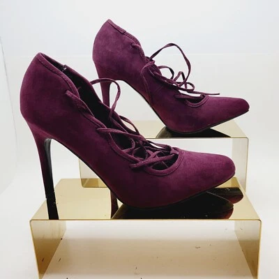 Lauren Conrad Runway 限量版系带高跟鞋开花葡萄酒 8.5M 码 — 第 1/4 张图片