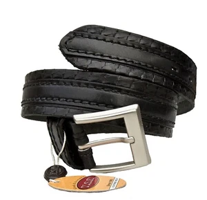 NUEVO YSK Cinturón de Cuero Estampado Negro Para Hombre Talla 30 Diseñador OFERTA - Imagen 1 de 2