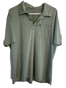Eddie Bauer Mens Free Dry Golf Sport Polo Shirt Green/yellow Zip Pocket Large - Picture 1 of 6