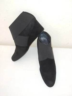 STUART WEITZMAN Hecho en España, Gamuza Negra, Correas Satén, Botines Cuña Mujer, 7M Foto 1 de 4