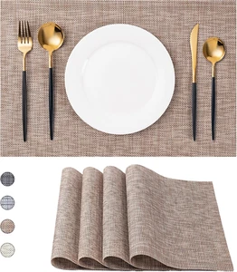 Placemats Set of 4 Washable Indoor/Outdoor Vinyl Place Mats for Dining Table Dur - Picture 1 of 12