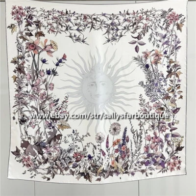 Sallys Boutique 14 Momme Sarga Seda Envolvente Bufanda Estampado Floral Mantón Cuadrado 35" Foto 1 de 4