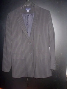 Elegant Fall Classic Ann Taylor Black Polyester Pinstripe Blazer New Size 12 - Picture 1 of 3