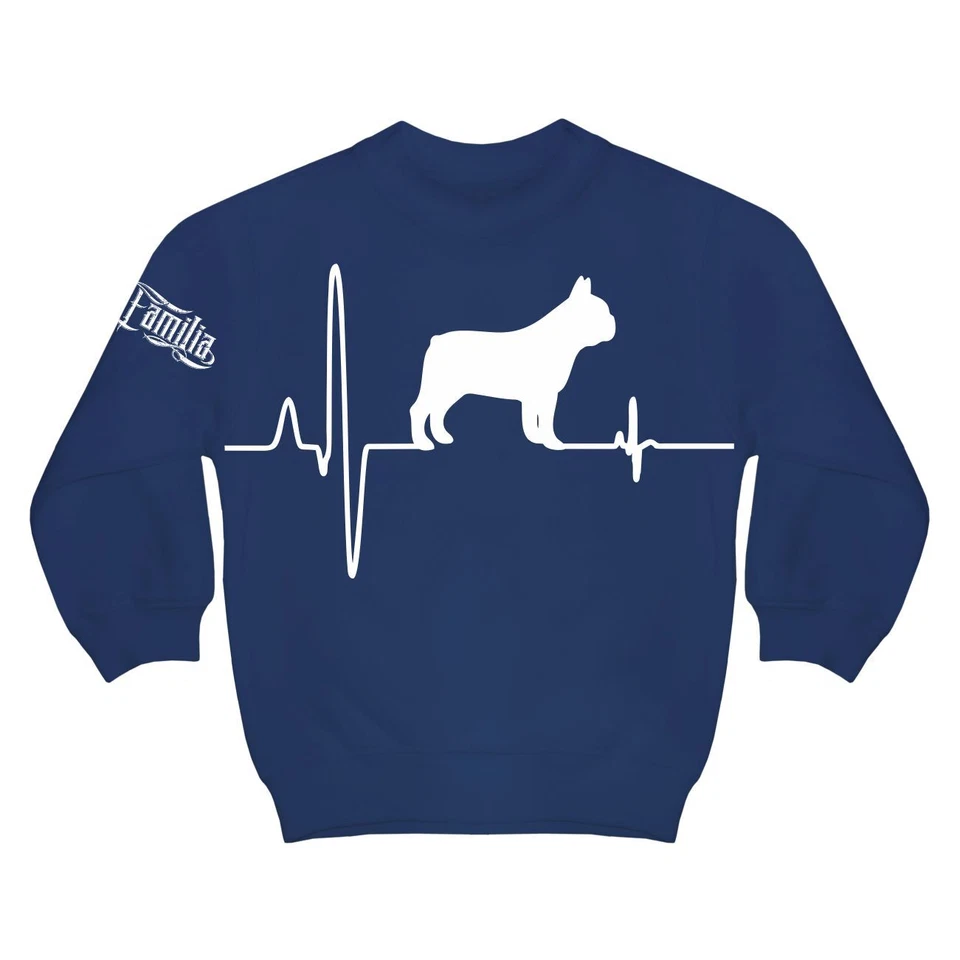 SPAß KOSTET Kinder Pullover Französische Bulldogge Herzschlag 110 - 164 Mädchen Jungen Hunde