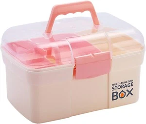 11'' Plastic Storage Box with Removable Tray, Multipurpose Organizer and Stor... - Picture 1 of 6