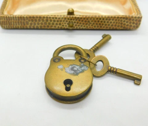 Brass Padlock with Keys Antique Victorian c1890 Cover