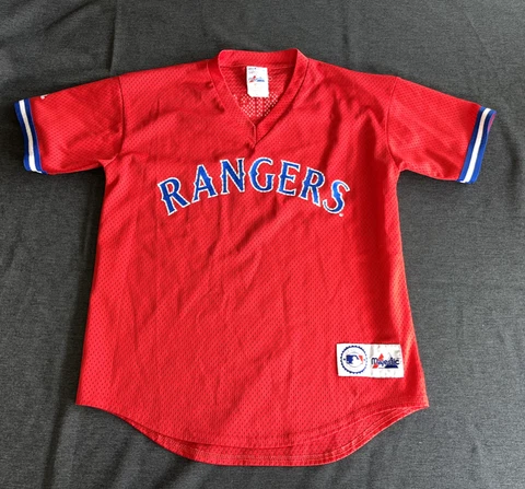 Vintage Majestic MLB Texas Rangers #7 Ivan Rodrigues Red Mesh Youth Jersey XL Cover