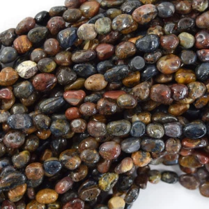 6mm - 8mm natural brown blue pietersite pebble nugget beads 15.5" strand - Picture 1 of 1
