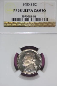 1980 S NGC PF68 ULTRA CAMEO JEFFERSON NICKEL #B46242 - Picture 1 of 2