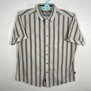 Kuhl Shirt Mens Large White Brown Button Up Outdoor Hiking Cotton Blend Striped - Picture 1 of 9