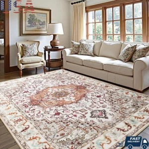 Alfombra lavable vintage antideslizante floral interior sala dormitorio cocina EE. UU. - Imagen 1 de 8