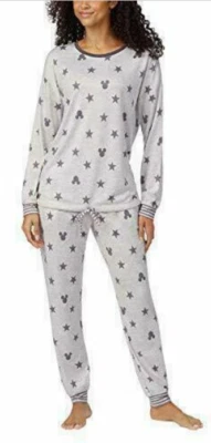 DISNEY WOMEN'S 2 PC MICKEY/STAR PAJAMA SET (GRAY XL)NWT - Image 1 of 3