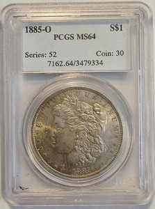 Dólar Morgan 1885-O graduación profesional MS64 plata acuñada de Nueva Orleans - Imagen 1 de 4