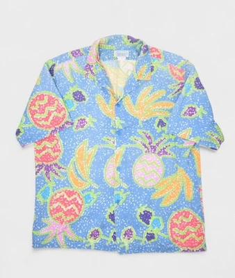Vintage Surf Line Hawaii Shirt Mens Large Blue Pineapple Beach Loop Collar Jams - Image 1 of 4