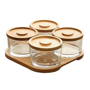 Chip and Dip Serving Set with Bamboo Tray, Snack Candy Fruit Nut Serving Plat... - Picture 1 of 7