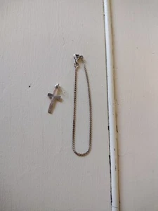 Vintage 925 silver Italian Ladies bracelet And Silver Small Cross Set Collection - Picture 1 of 12