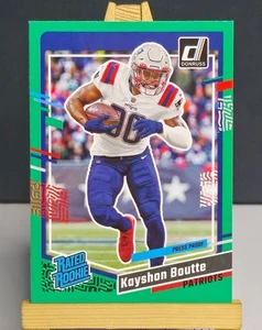 2023 Donruss #370 Kayshon Boutte RC GREEN PRESS PROOF Patriots Rated Rookie Card - Bild 1 von 2
