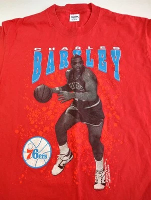 Vtg 80s Charles Barkley Philadelphia 76ers Starter T Shirt Mens XL Red USA 1989 - Image 1 of 4