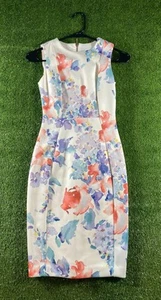 Vestido Vaina Calvin Klein Mujer Talla 0P Floral Sin Mangas Cremallera Trasera - Imagen 1 de 10