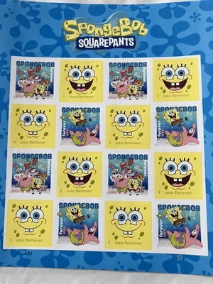 Scott #6025-6028a SpongeBob SquarePants Sheet of 16 Forever Stamps In Wax Bag - Image 1 of 4
