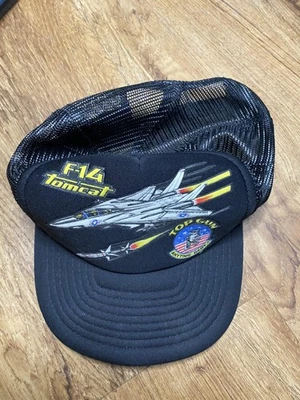 De colección F-14 Tomcat Top Gun Sombrero Gorra Snap Back Para Hombre Malla Negra Camionero Años 80 Foto 1 de 4
