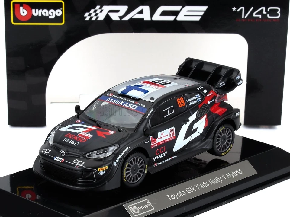 MODELLINO AUTO STATICO BURAGO TOYOTA YARIS GR RALLY WRC 2024 ROVANPERA 1/43