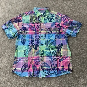 Camisa Tommy Bahama Madras Floral a Cuadros M Isla Tropical Vibes Resort Wear Playa - Imagen 1 de 9