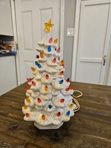 VINTAGE 1980 Holland Mold 13" White Christmas Tree w/ base - Picture 1 of 9