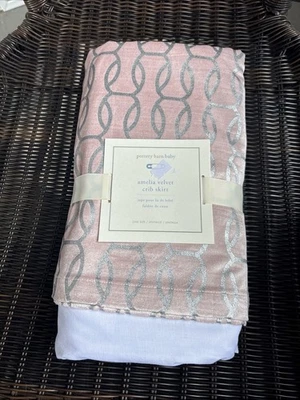 Pottery Barn Kids Amelia Velvet Crib Skirt Nursery Baby Bedding Pink New $63 - Image 1 of 4