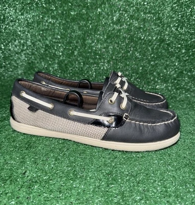 Sperry Top Sider Angelfish Boat Shoes Women Sz 8.5M Black Leather Slipon 9180118 - Image 1 of 4