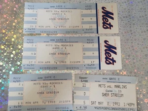 New York Mets vs Rockies 5. April 1993 3 Stubs + Mets vs Marlins 8. Mai 1993 - Bild 1 von 2