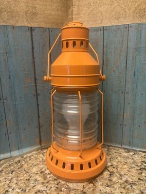 Lámpara de aspecto retro linterna naranja eléctrica fresca, ecléctica, única Foto 1 de 4