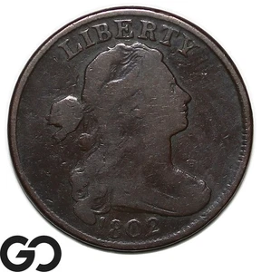 1802 Large Cent, Draped Bust, Scarce Low Survival Rate Early Copper, Nice Strike - Picture 1 of 3