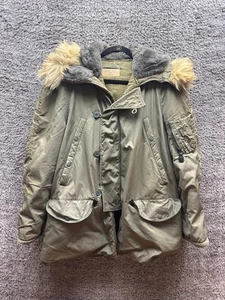 Vintage Southern Athletic N-3B Vietnam Faux Fur Hood Parka Jacket Green Mens M - Picture 1 of 18
