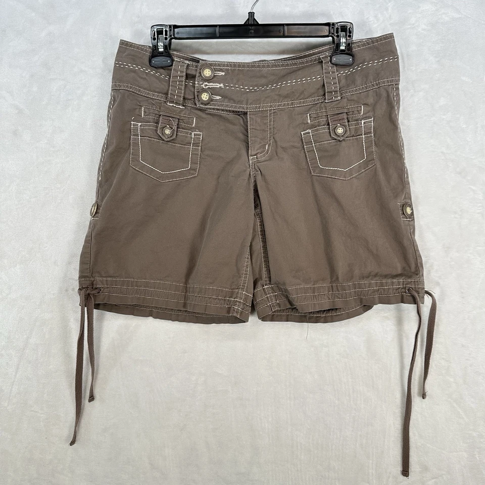 Pantalones Cortos Vintage Jolt Juniors 11 Taupe Lados de Corbata Y2K Gorpcore Tiro Bajo 32" Cintura Foto 1 de 4