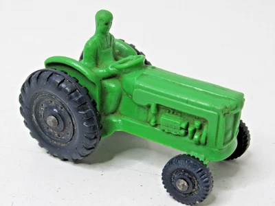 Vintage Green Rubber Toy Tractor With Man Operator 3" Long #SN - Image 1 of 4