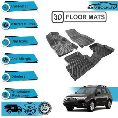 3D 模压车内脚垫适用于斯巴鲁 forester III 2008 - 2012(黑色) — 第 1/4 张图片
