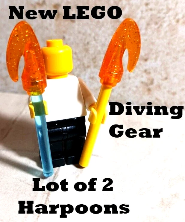 Nuevo LEGO Merman Arma Bastón Arpón Trans Azul Brillo Naranja Amarillo Océano Mar Foto 1 de 1