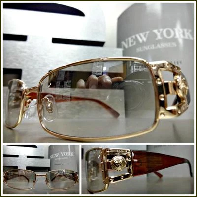 Men's VINTAGE RETRO Style Clear Lens Mirror Tint SUN GLASSES Gold & Brown Frame - Image 1 of 4
