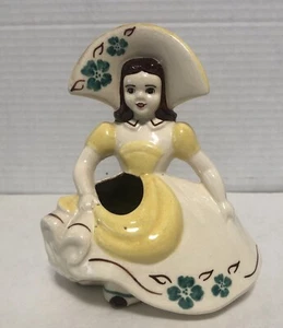 Yellow Goldammer Ceramics California Pottery Dutch Girl Brown Hair 1950s USA - Picture 1 of 8