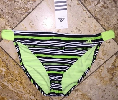 Adidas Traje De Baño Bikini Parte Inferior Para Mujer 10 Negro Verde Rayas Tankini Hipster Nuevo Con Etiquetas Foto 1 de 2