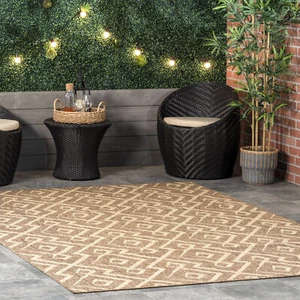 nuLOOM Sammi Geometric Trellis Indoor/Outdoor Area Rug in Beige - Picture 1 of 7