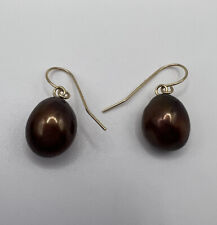 Honora 14K .585 Yellow Gold Tahitian Pearl Drop Dangle Hook  Earrings