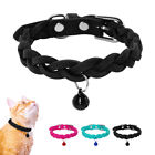 Soft Suede Small Dog Braided Collars Neck Strap Pet Puppy Cat w/Bell Chihuahua 