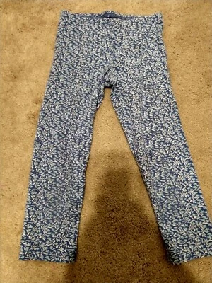 Pantalones capri usados en excelente estado azul marino para niñas talla 8 mezcla de algodón patrón floral púrpura blanco Foto 1 de 3