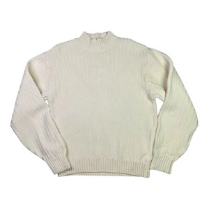 Vintage 1980s Banana Republic Men's L Heavy Thick Cotton Sweater Mockneck *Flaws - Picture 1 of 10