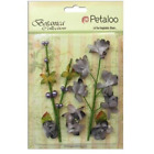 Faux Ephemera Flower Sprays 25mm - 9 Fabric GRAY + 10 Pearls Botanica Pet L3