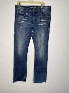 Vintage Affliction Jeans Gage Herren 34 x 30 blau gerades Bein Y2K Distressed - Bild 1 von 17