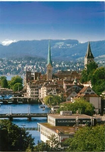 Gruß aus Zürich Schweiz Luftaufnahme der Stadt Vintage 6 x 4 Postkarte - Bild 1 von 2